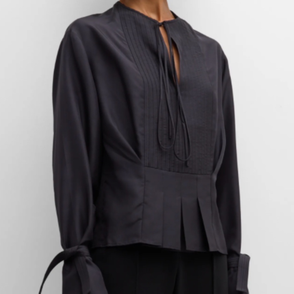Victoria Beckham Pleated-bib silk blouse